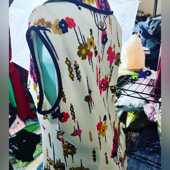 🔥VINTAGE MOD 1960’s TWIGGY STYLE FLORAL RETRO DRESS L/XL - Picture 6 of 9